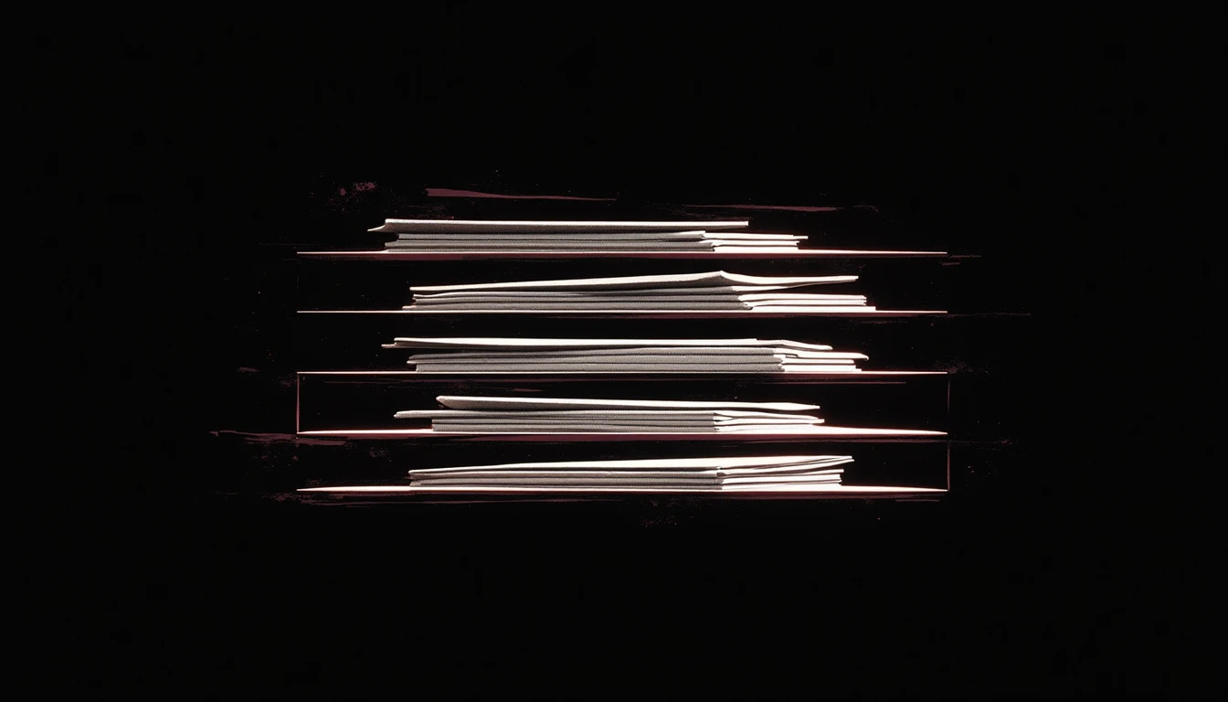 Stacked abstract document sections on black, organized into a clear editorial scaffold