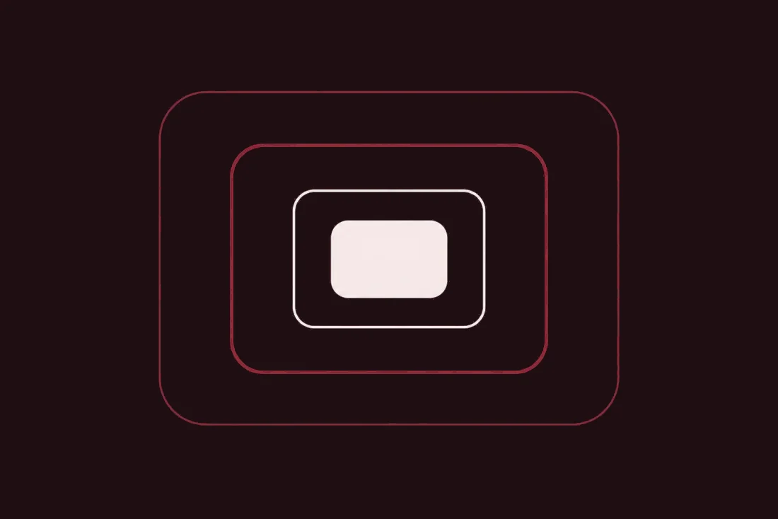 Flat diagram: four nested rounded rectangles narrowing from a wide faint outer boundary to a small solid pearl core