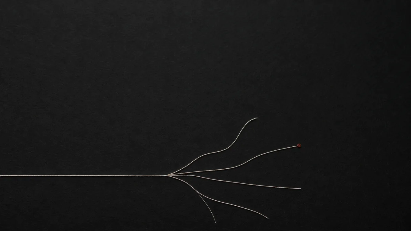 A single thread branching into several different directions, representing being guided to different apps