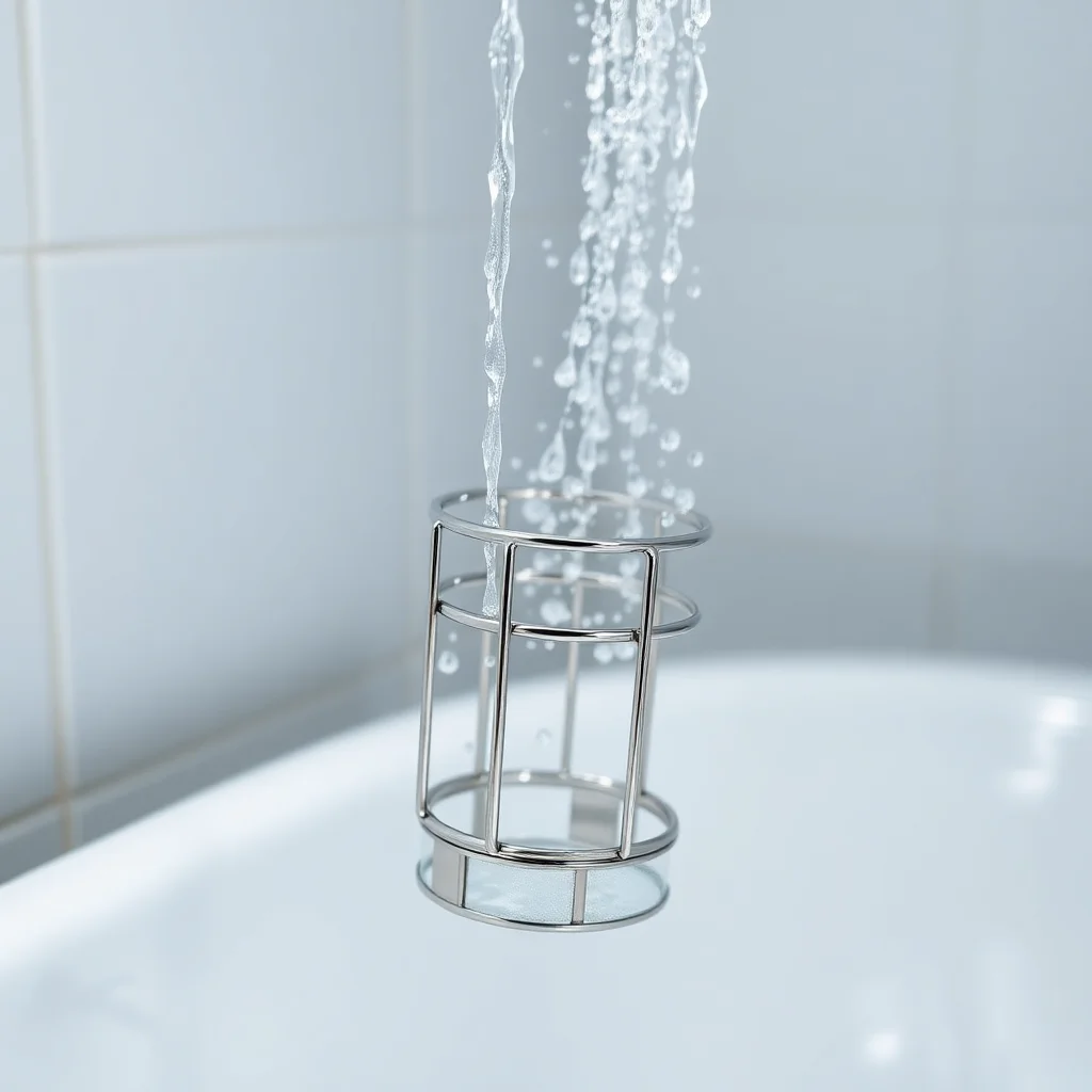 Rinsing a chastity cage under warm running water — step one of the daily cleaning routine