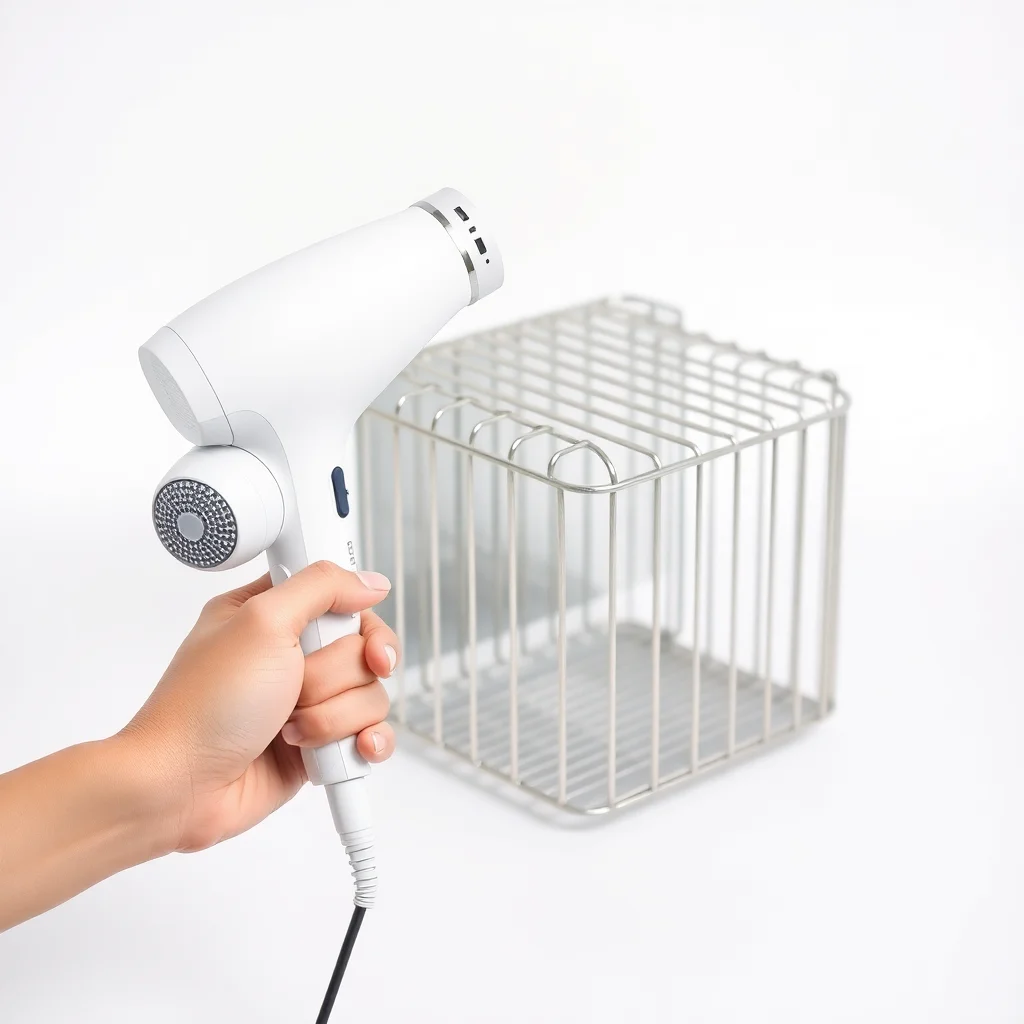 Using a low-heat hairdryer to dry a chastity cage — the drying step most wearers skip